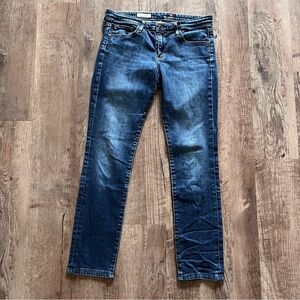 Ag Adriano Goldschmied Blue Skinny Jeans with Distressed Finish the Aubrey Sz 30